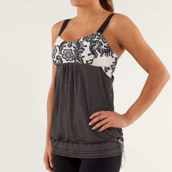 Lululemon Run Back On Track Tank Black Polar Cream Size 4 - Picture 1 of 15
